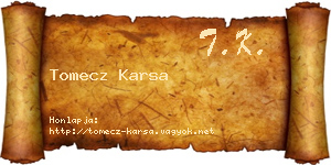 Tomecz Karsa névjegykártya